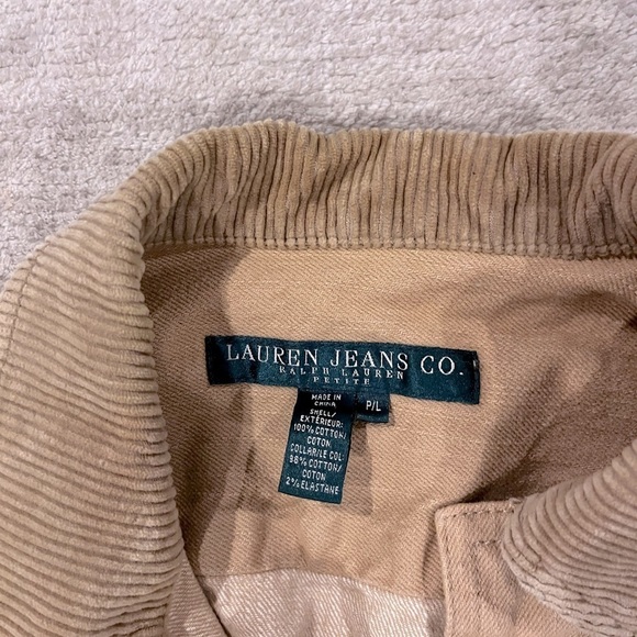LAUREN JEANS CO Bedford Riding Tan Corduroy Collar Button Denim Jacket SZ P/L - Picture 4 of 8